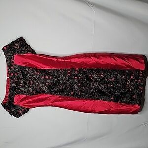 B. Michael America Red Collection 3d ruffle floral off shoulder Dress Sz 6